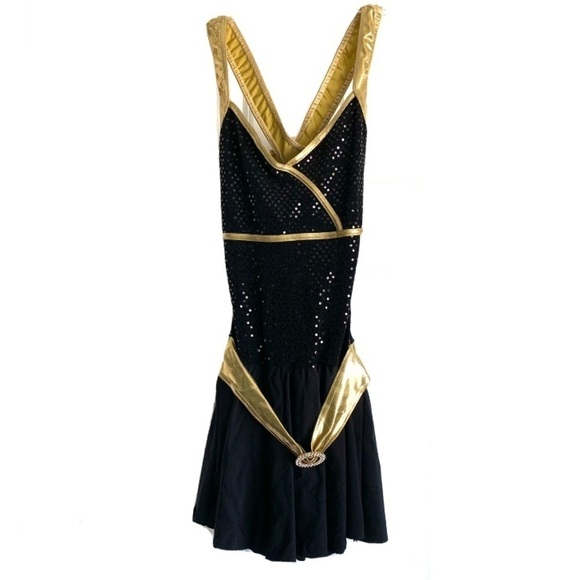 A Wish Come True Black & Gold Dress Dance Costume Keep Dancing T1263 size Medium - Picture 1 of 8